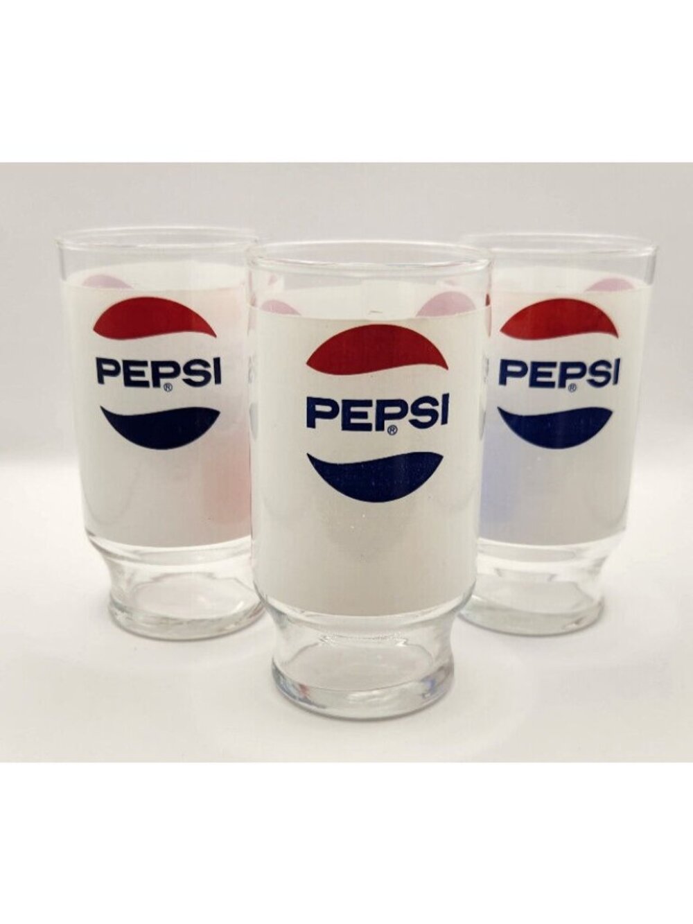 Pepsi Cola Soda Pop Vintage Drinking Glasses 5" Tall 3" x 3" Lot of 3 USED - Picture 4 of 6